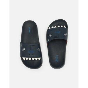 NWT Joules- Poolside Sliders Shark‎ in navy blue Size US 12